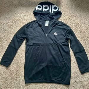 Men’s Adidas Black 1/4 Zip Logo Hood Hoodie size M